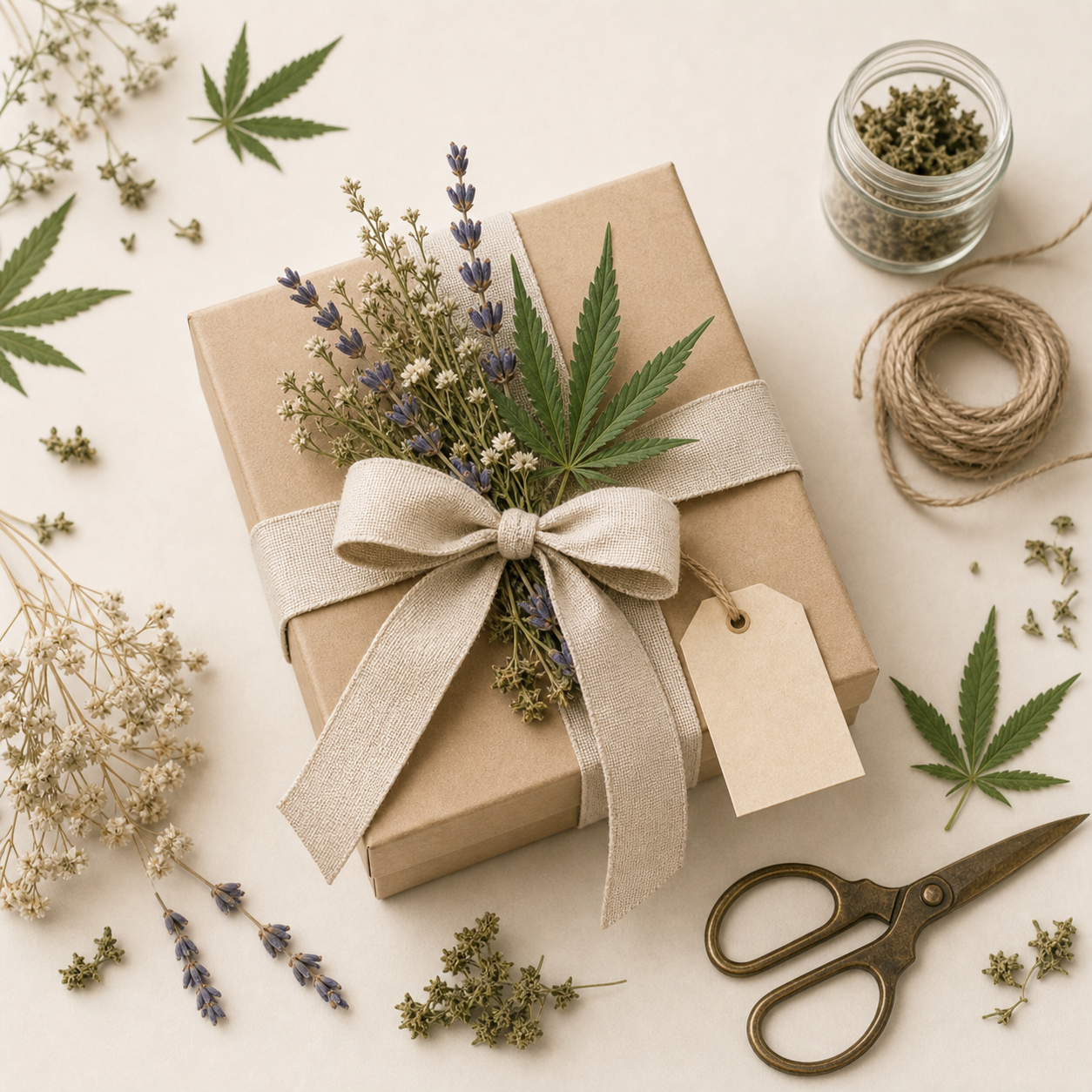 Botaniczny zestaw prezentowy handmade w pudełku kraft